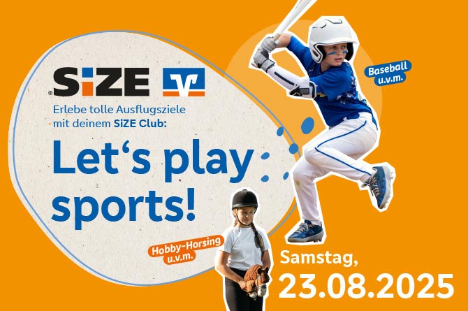 Grafik mit Kindern, die Sport machen und Werbung für den Aktionstag “Let’s play sports”